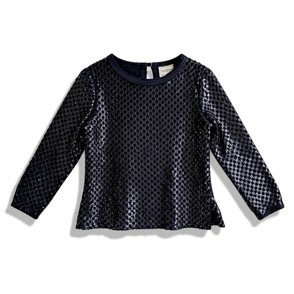 Vintage Partique New York Navy Sequin Openwork Lattice Knit Sweater Medium USA - Picture 1 of 9